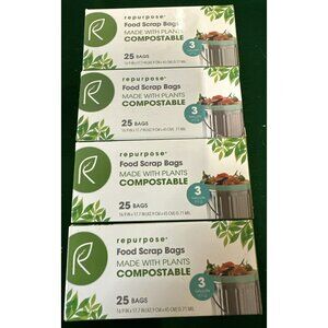 Repurpose 25 Count 3 Gallon Compostable Kitchen Bags 16.9 X 17.7 Lot Of 4